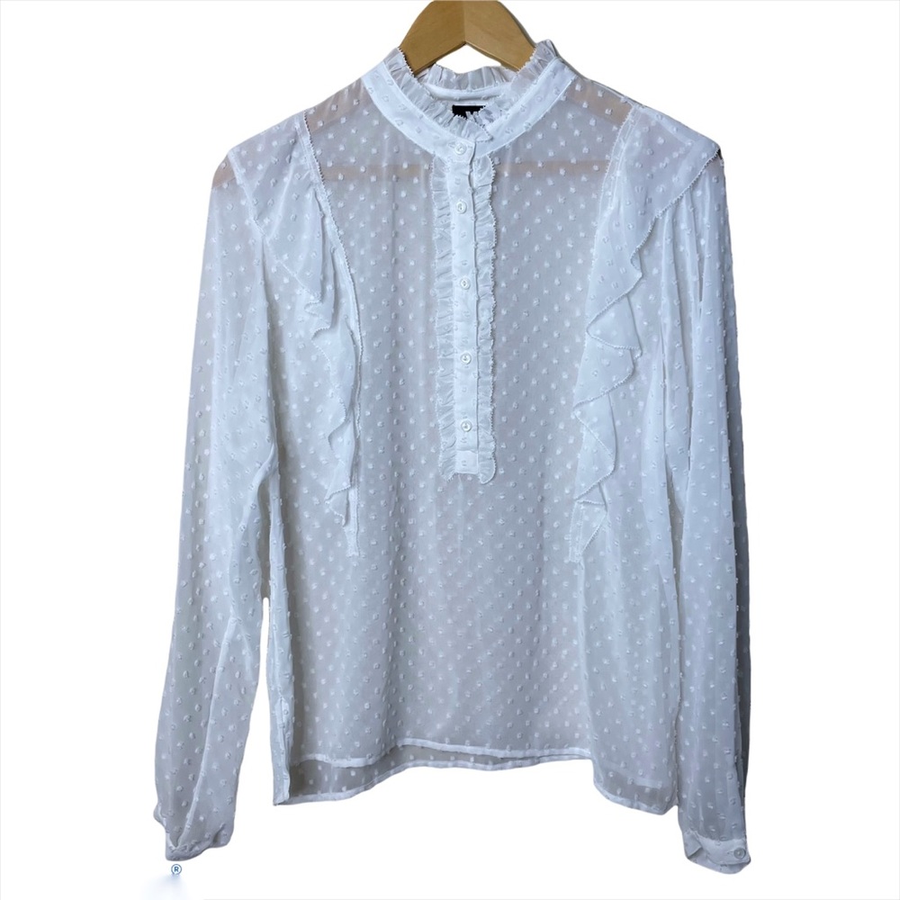 W By Worth White Sheer Dots Top